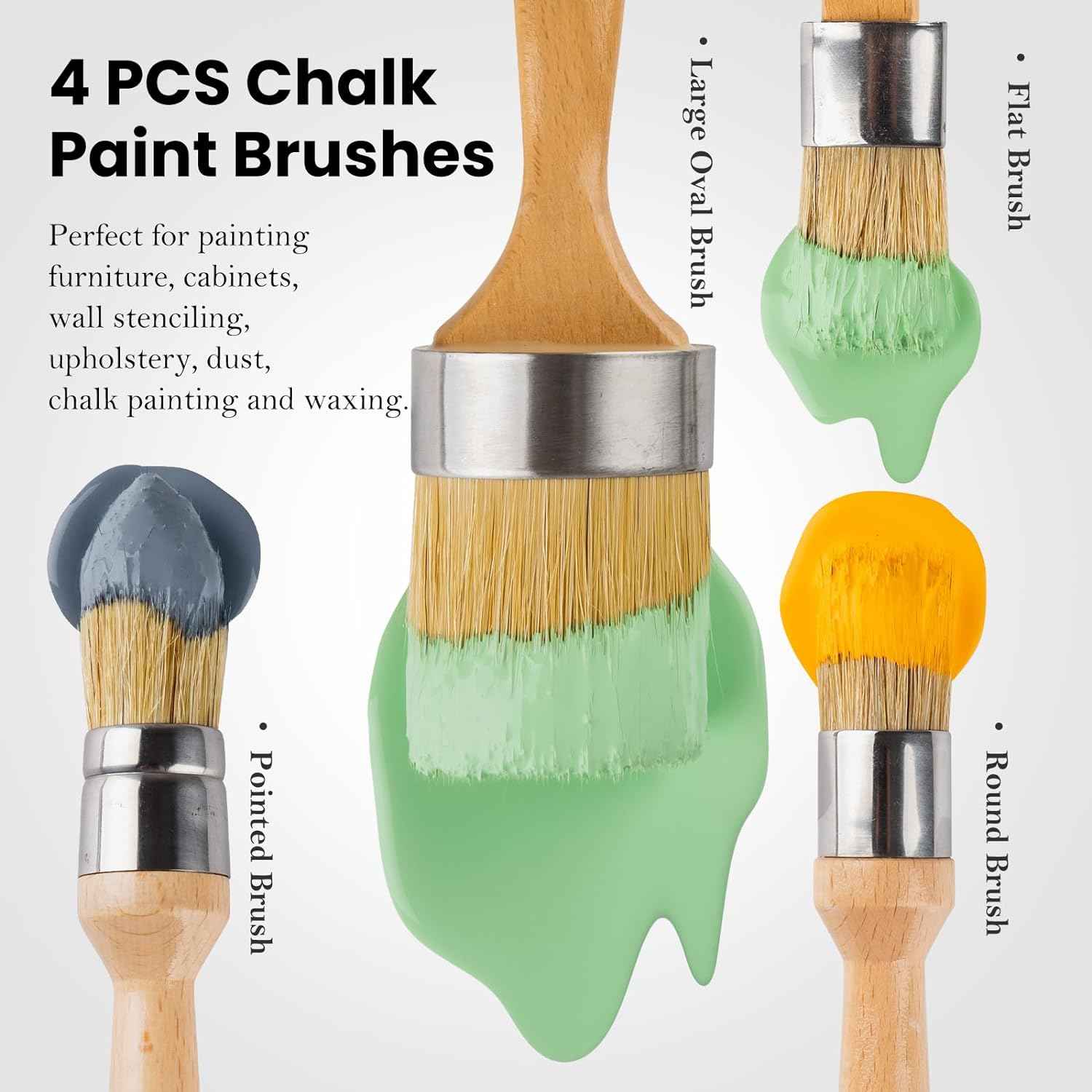4pcs Chalk and Wax Paint Brush Furniture Set - TTpen