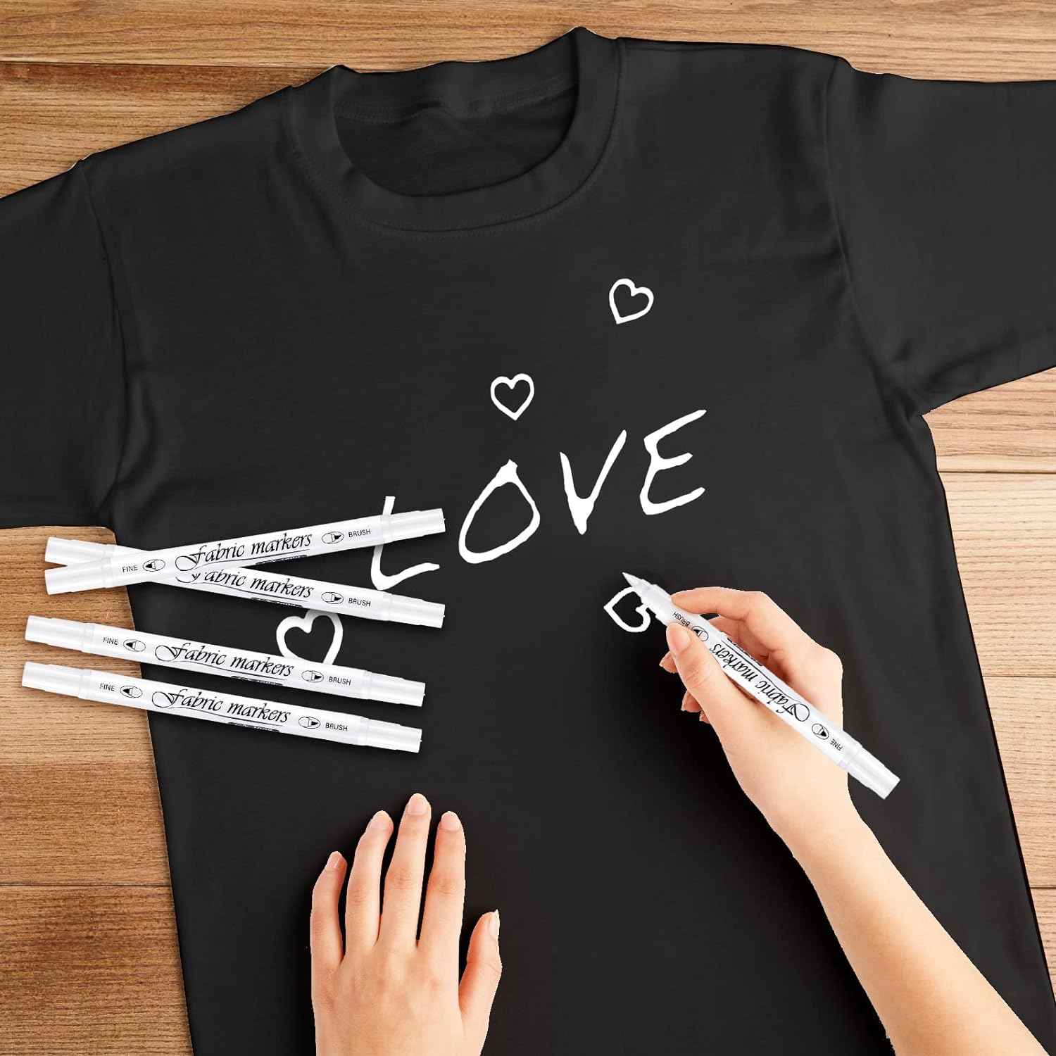 Guangna 6Pcs Fabric Markers Double Ended White Black Color - TTpen