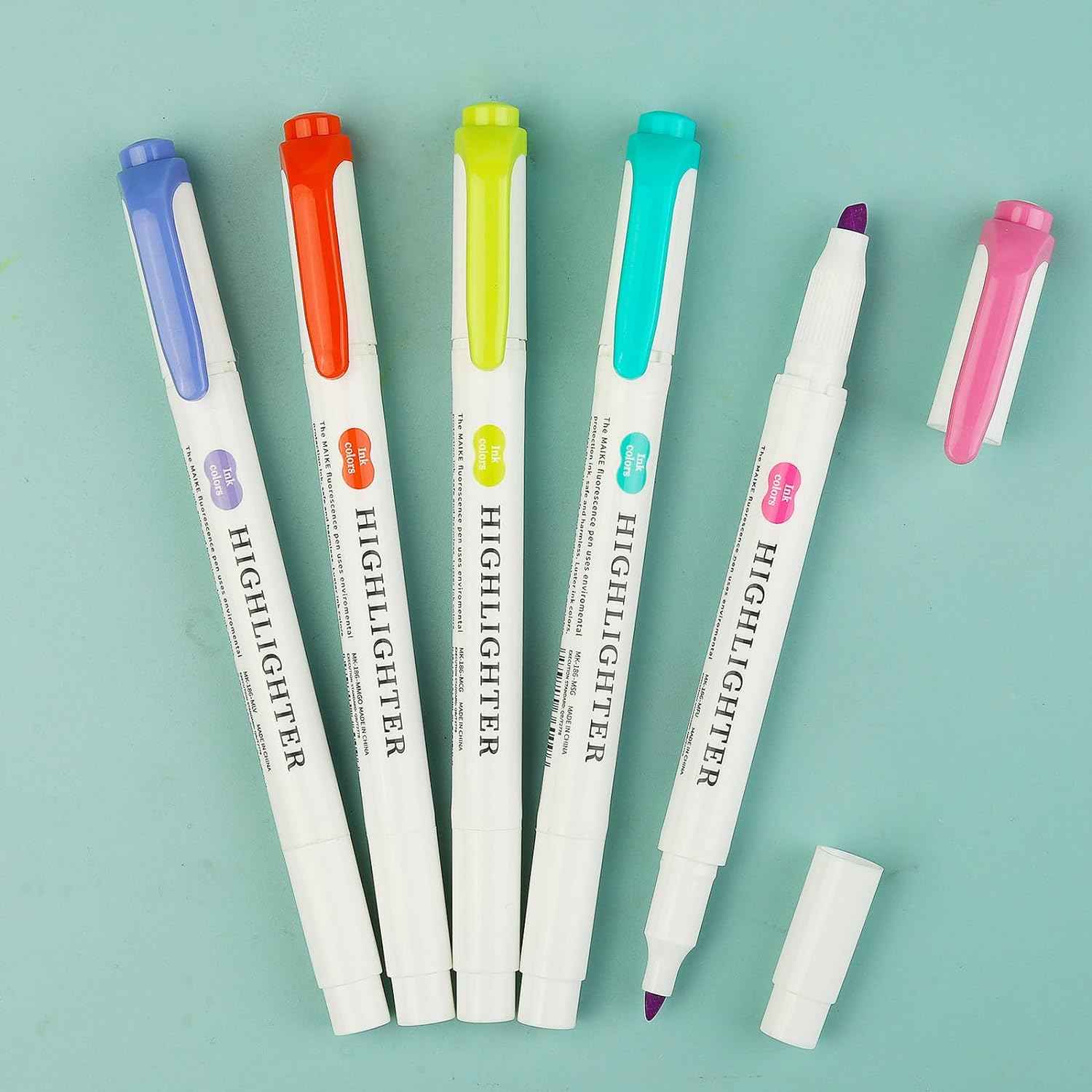 MAIKE Real Mild Pastel Highlighters 5 Sunny Colors Markers - TTpen