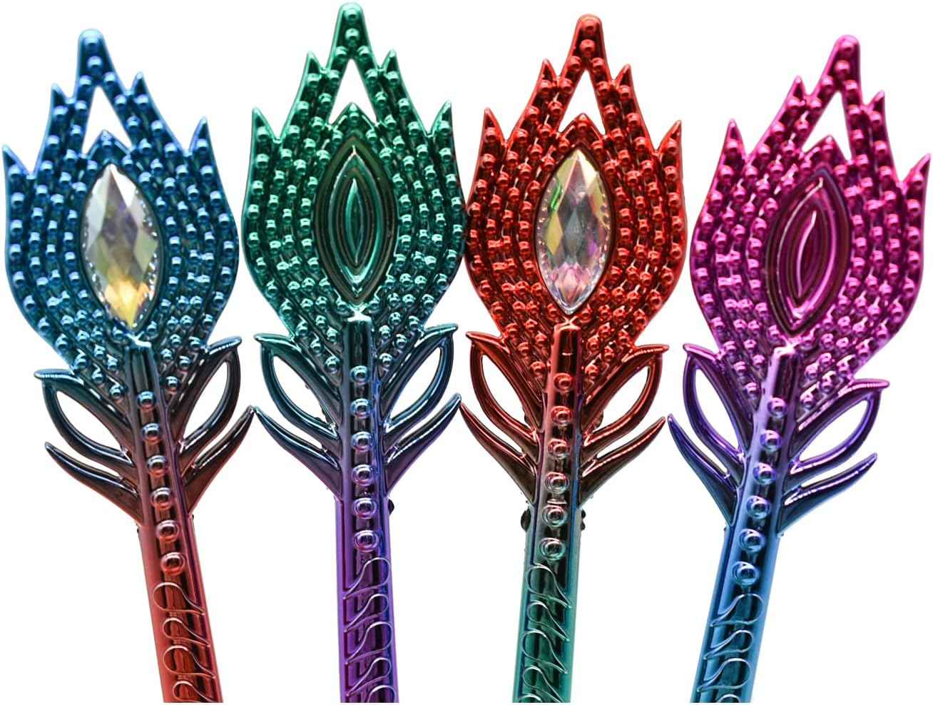 12PCS Dazzling Phoenix Peacock Feather Gel Pens 0.5mm Blue Ink - TTpen