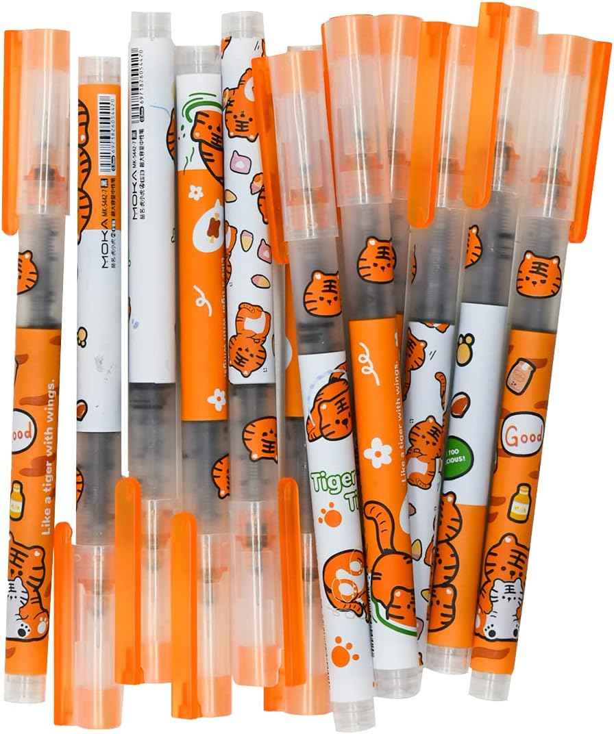 12PCS Tiger Liquid Ink Quick Dry Ink Rollerball Pens Black Ink - TTpen