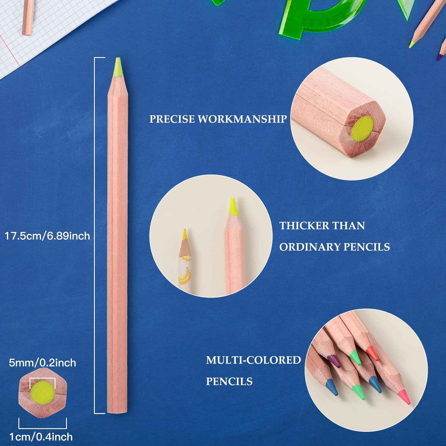 12pcs Neon 6 Color Highlighter Pencils with Wooden Sharpener - TTpen