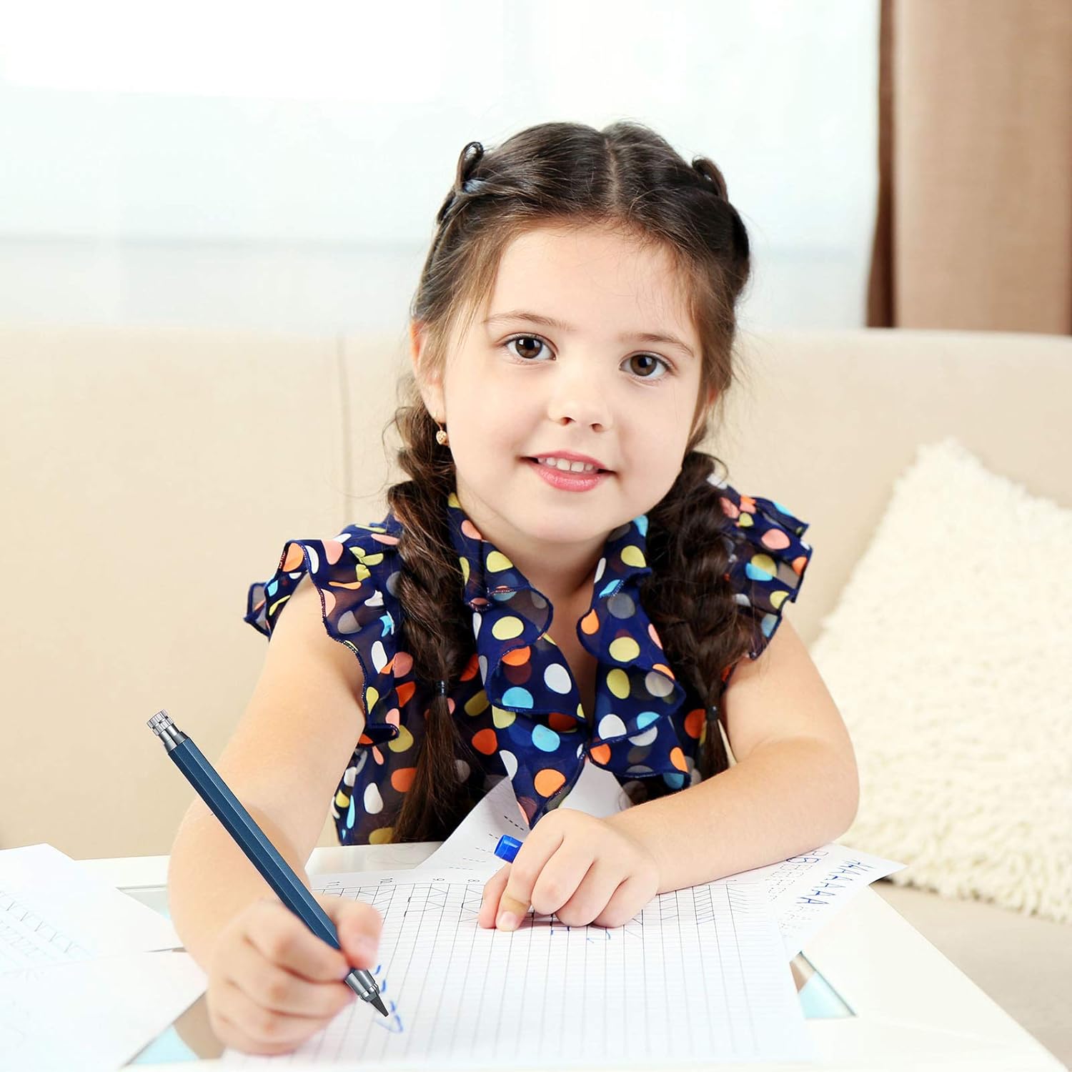 4 Color 5.6mm Mechanical Graphite Pencil with 4 Lead Refills