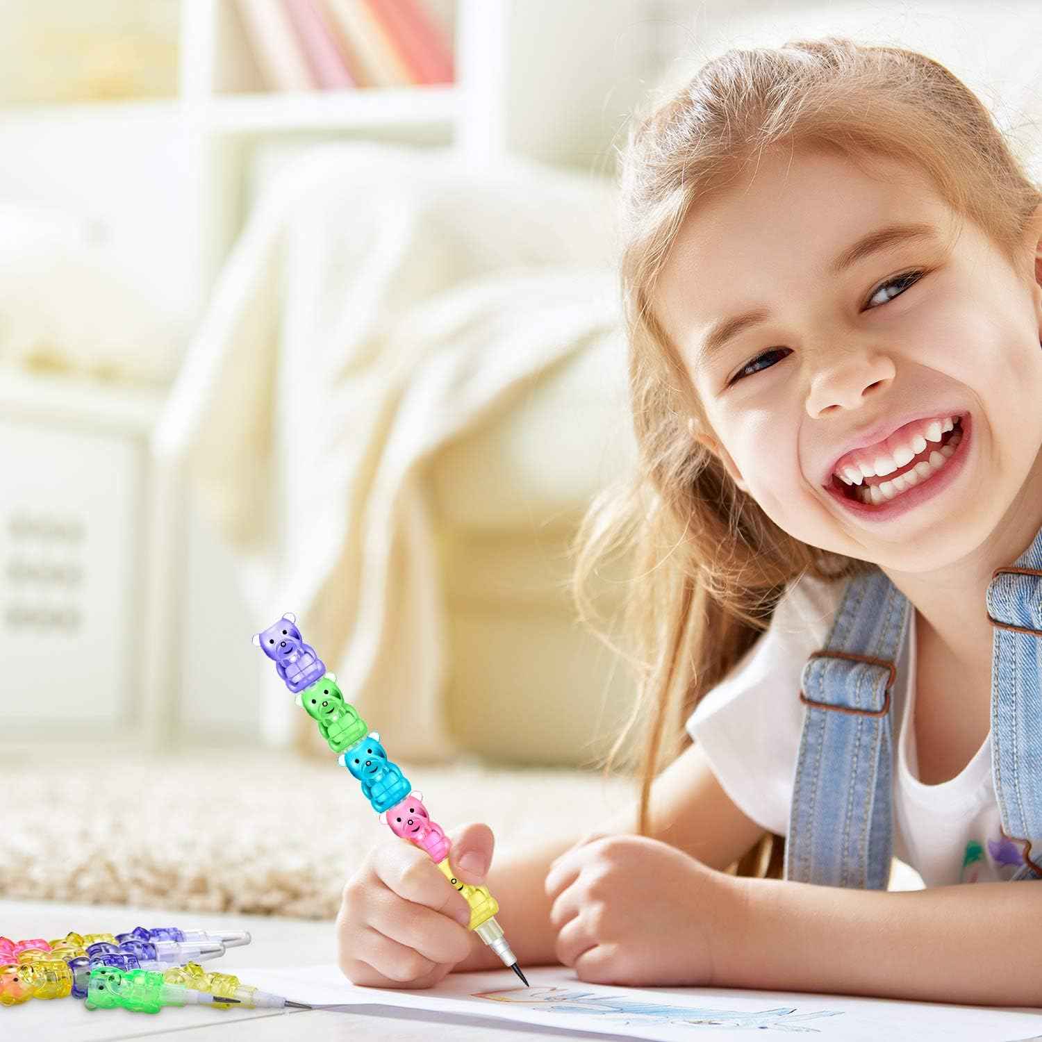 40Pcs 5in1 Stackable Pencils Plastic Colored Bear - TTpen