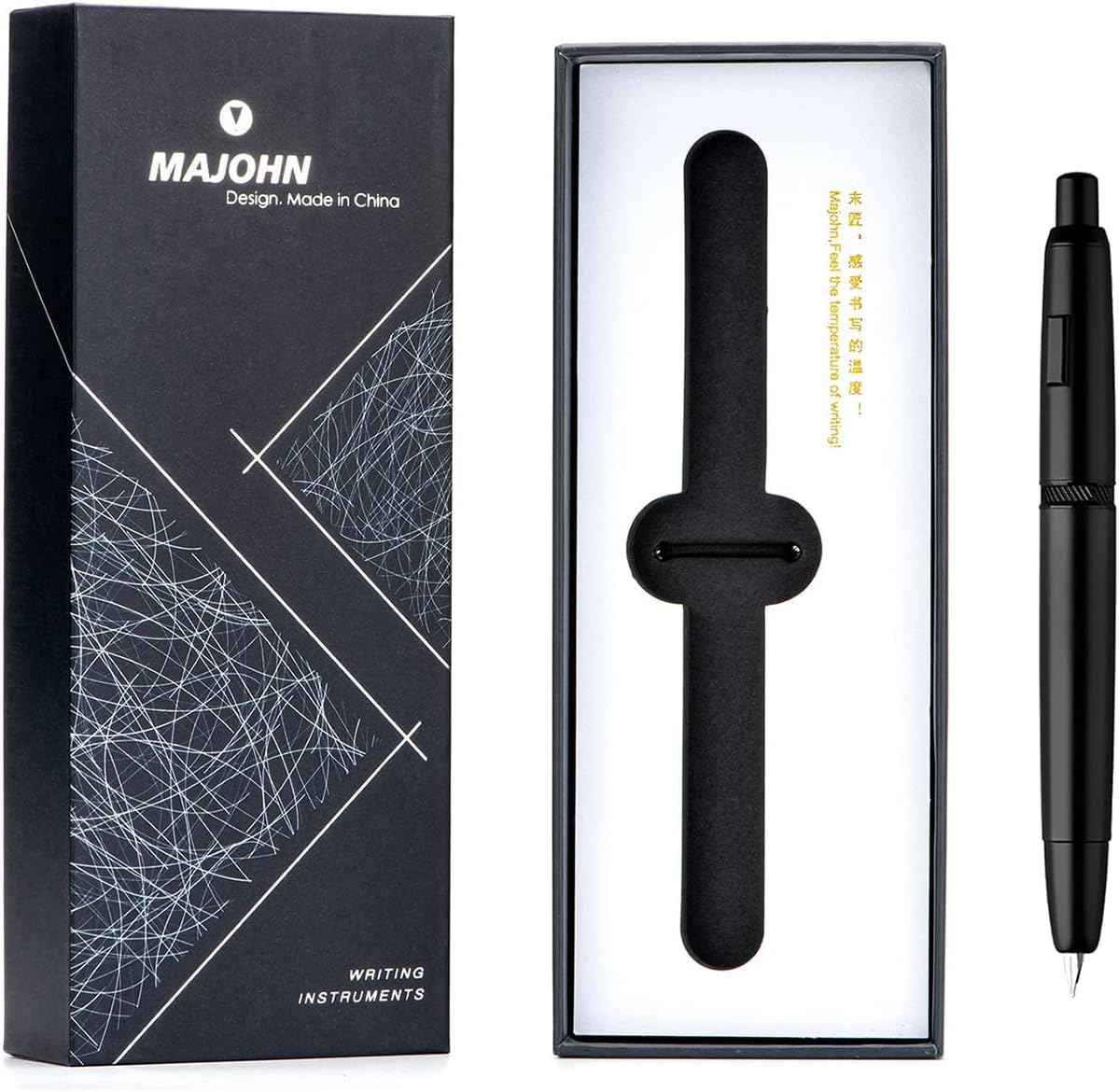 Majohn A1 Press Fountain Pen with Box,Retractable Extra Fine Nib - TTpen
