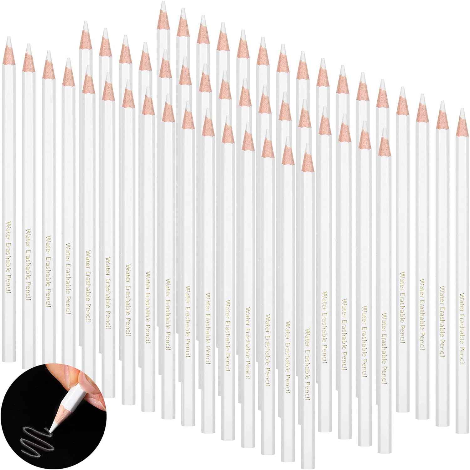 YOKE White Water Erasable Pencils for Sewing Tailor Fabric Washable 48 Pack - TTpen
