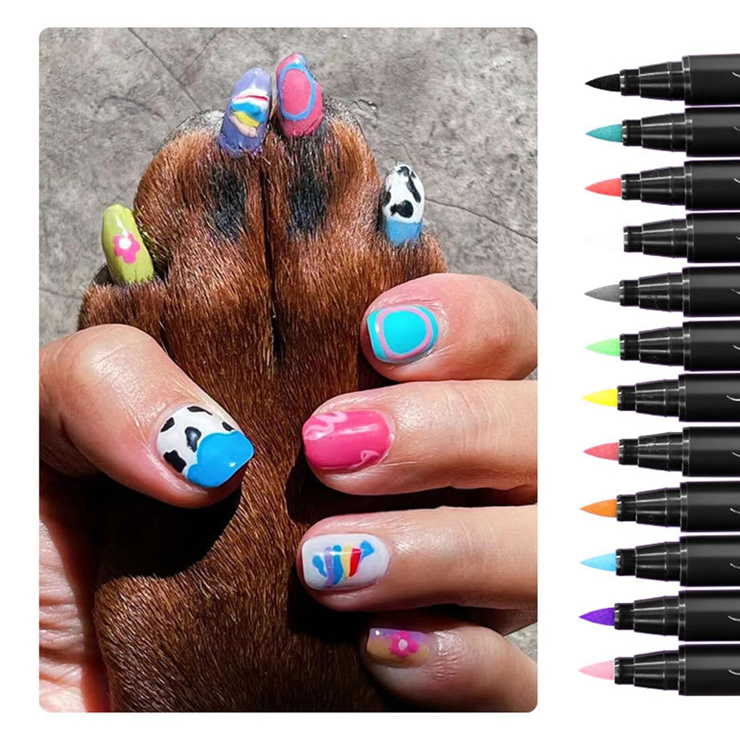 12 Colors Pet Nail Polish Marker Pens