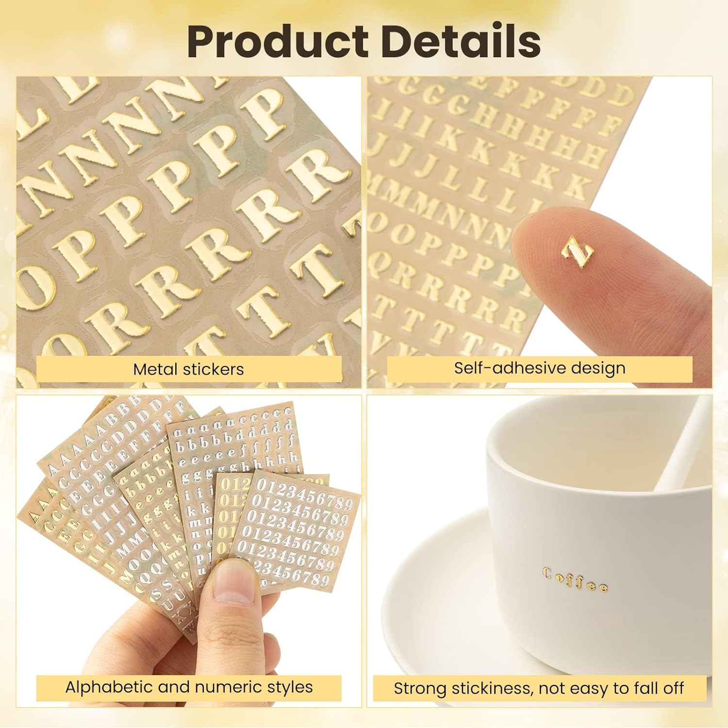 4.5mm Alphabet Number Stickers Self Adhesive 6 Sheets