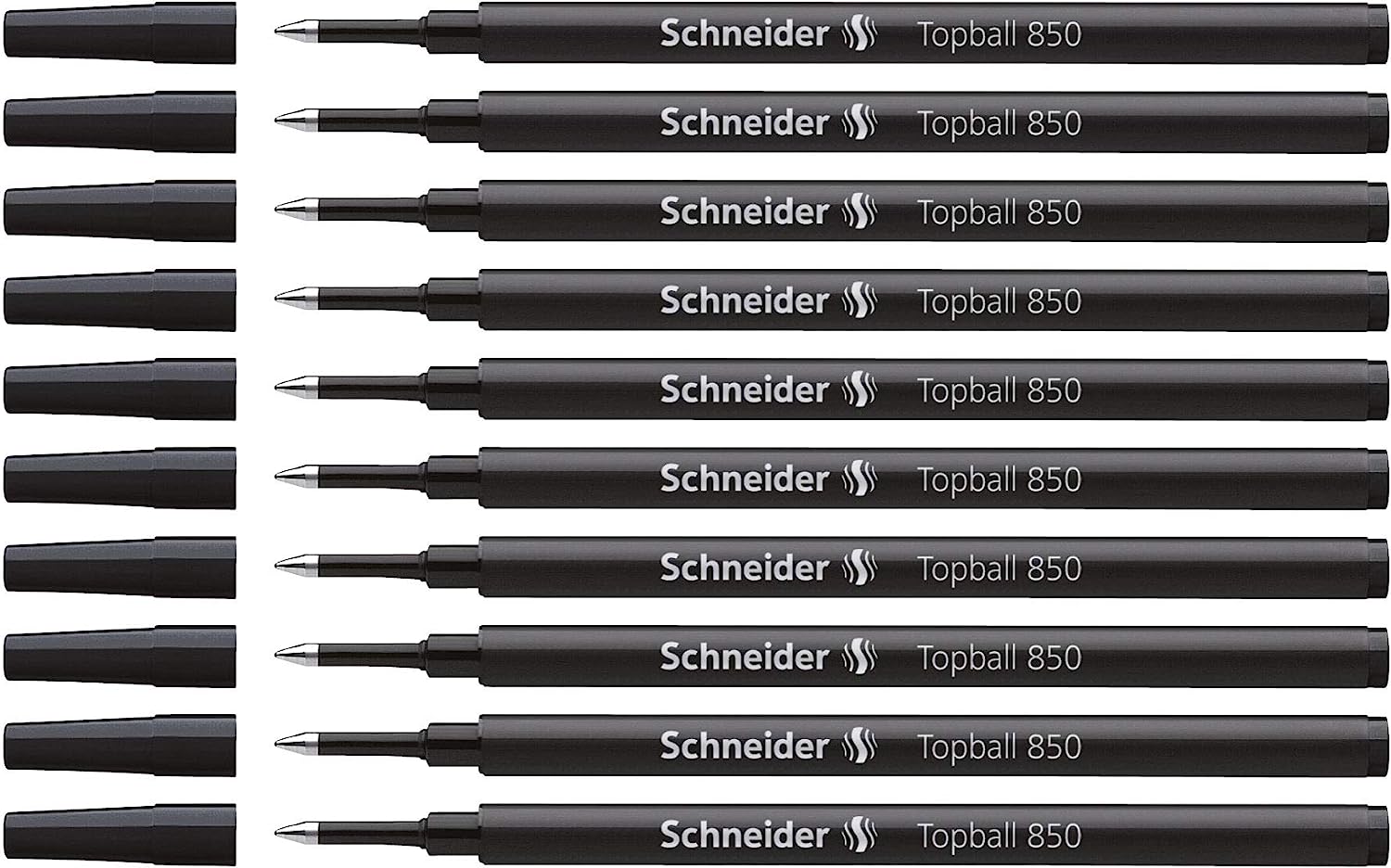 Schneider Topball 850 Rollerball Refills,0.5mm,10 Pack Black