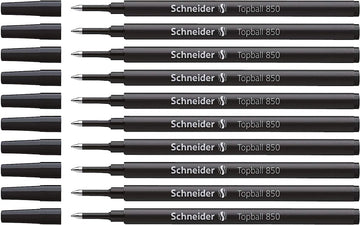 Schneider Topball 850 Rollerball Refills,0.5mm,10 Pack Black