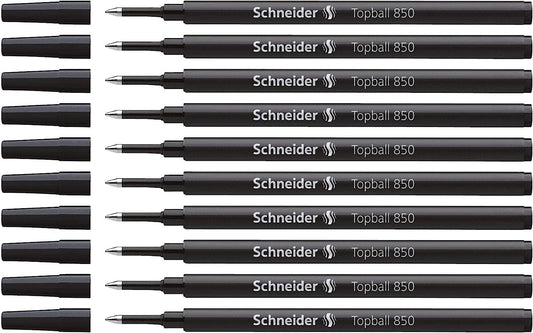 Schneider Topball 850 Rollerball Refills,0.5mm,10 Pack Black