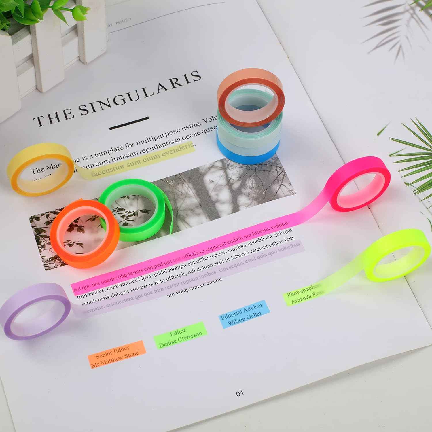 10 Rolls Highlighter Tape Removable for Books Classroom - TTpen