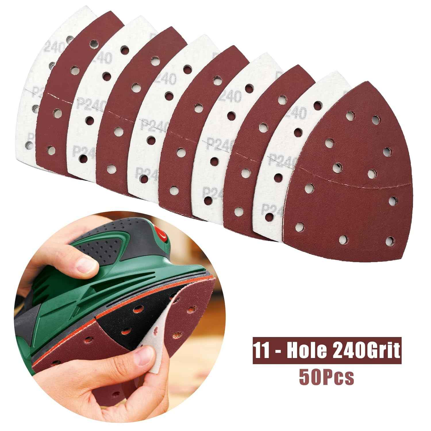 50PCS Mouse Detail Sander Paper,40/60/80/120/180/240 Grit 11 Holes - TTpen