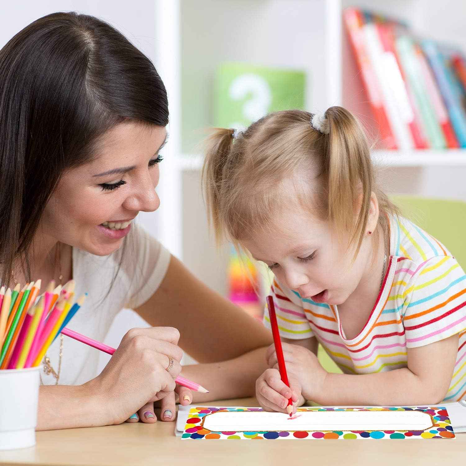 Confetti Name Plates Colorful Dots Desk Self-Adhesive Stickers 48 Pack - TTpen