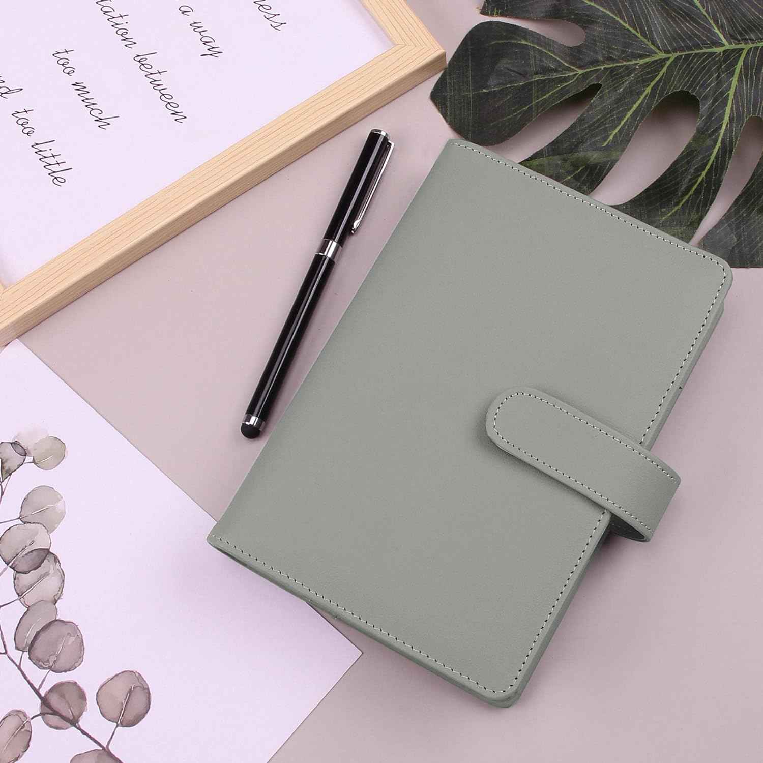 A6 Budget Binder,PU Leather with 12PCS Cash Pockets - TTpen