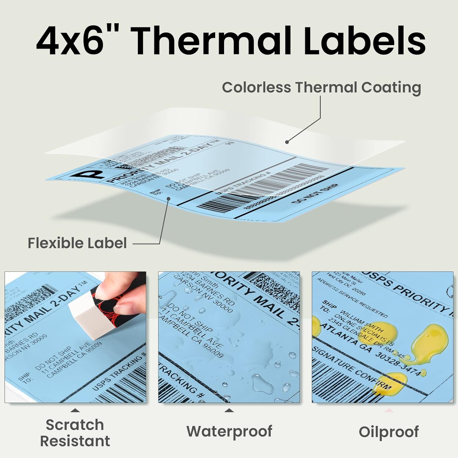 Phomemo 4"x6" Thermal Direct Shipping Label,Fan-Fold 500 Labels Blue