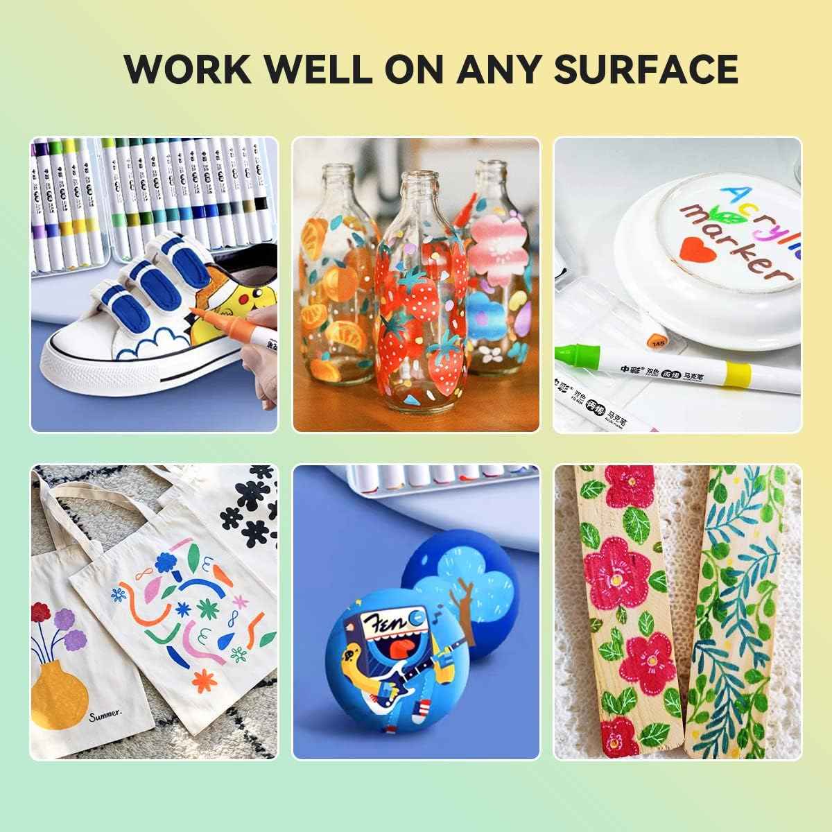 24 Colors Acrylic Paint Markers,12PCS Dual Colors Brush Paint Pens - TTpen