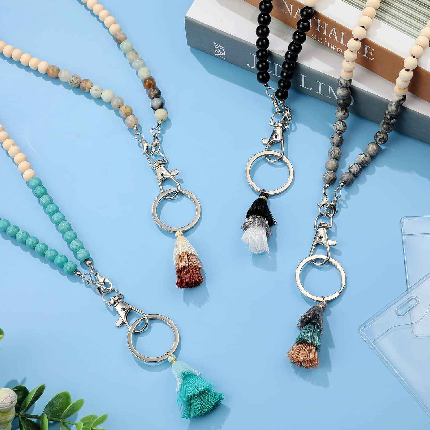 12 Pieces Wood Beaded Lanyards and Card Holder Set - TTpen