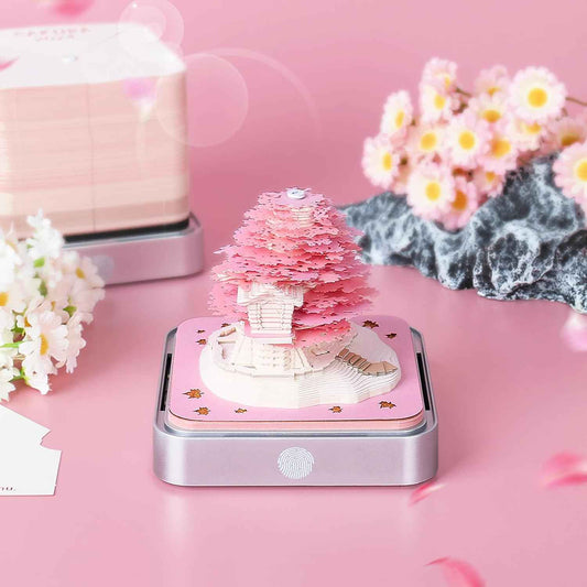 2024 Desk Calendar With LED Lights Sakura Tree House Pink Green - TTpen