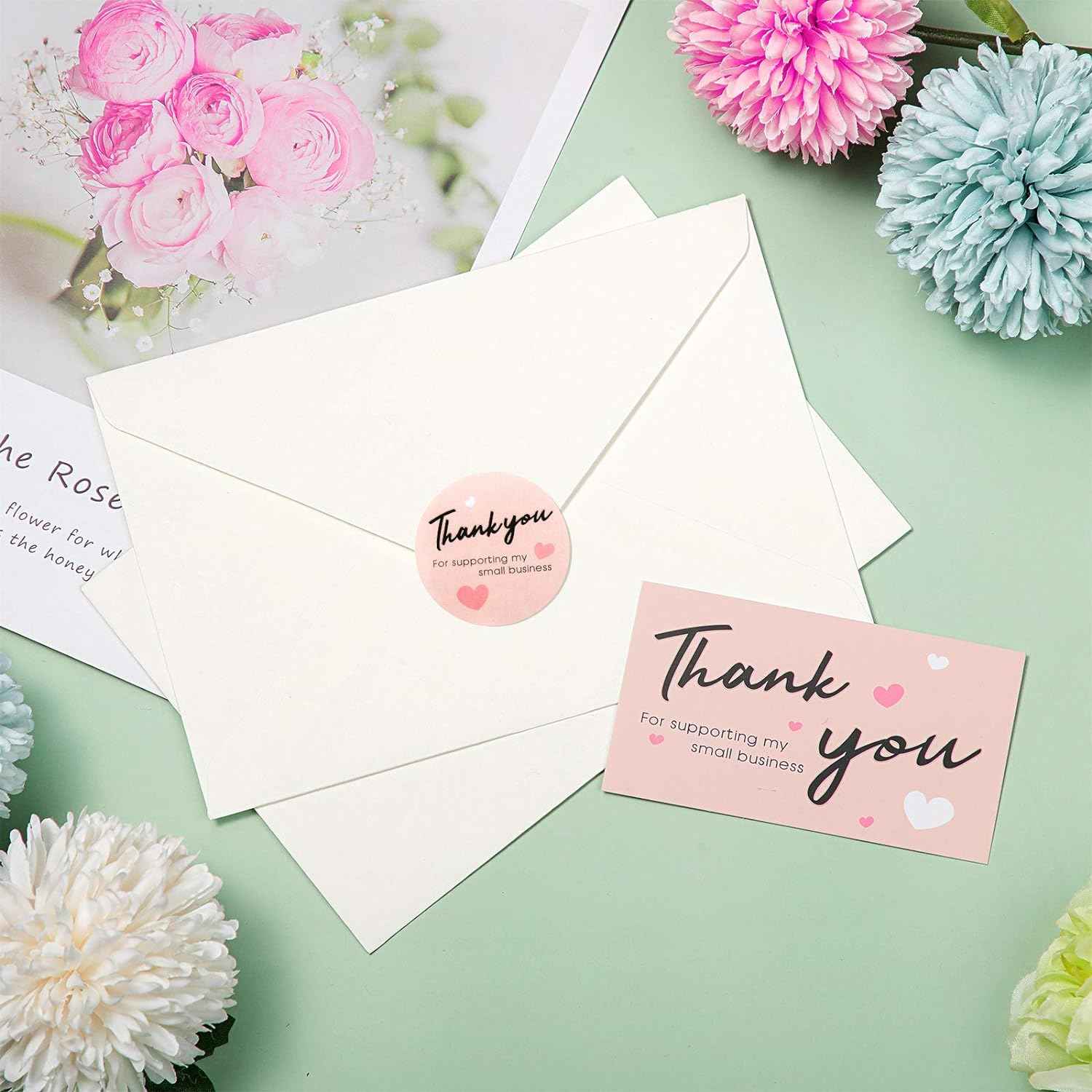 100 Pieces Thank You for Supporting My Small Business Card and 500 Pieces Stickers - TTpen