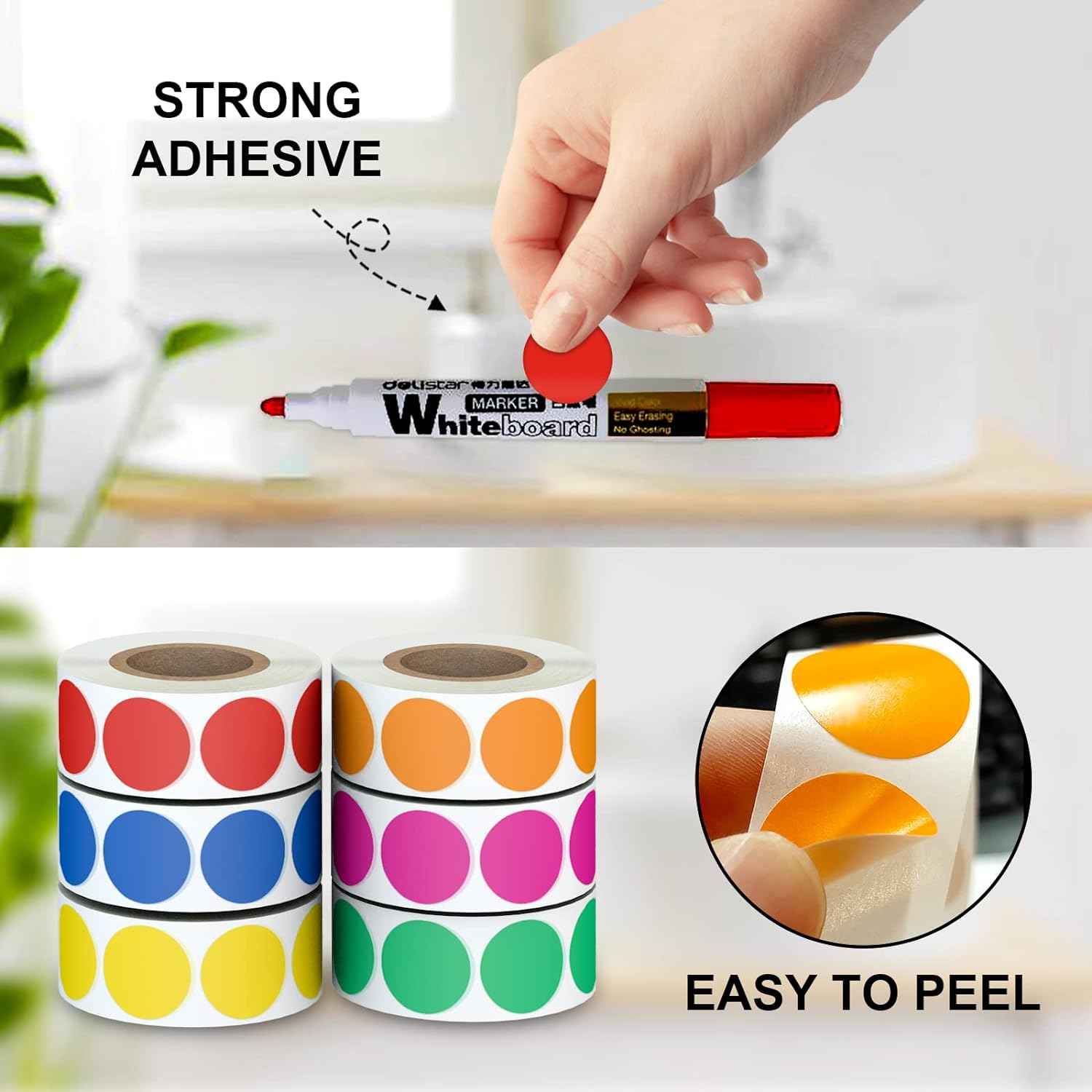 3000pcs 1 inch Dot 6 Rolls Colored Coding Labels - TTpen