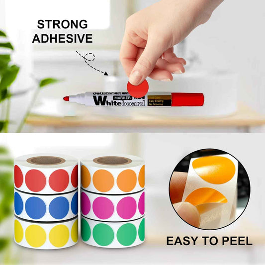 3000pcs 1 inch Dot 6 Rolls Colored Coding Labels - TTpen