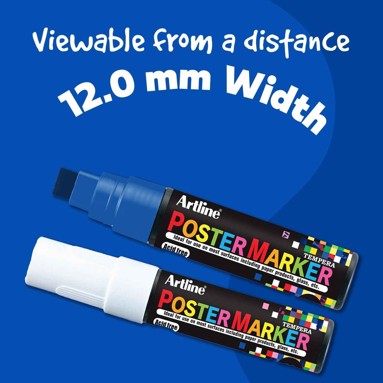 Artline EPP-12 Poster Markers | 12.0mm Flat Tip | 2 Pack