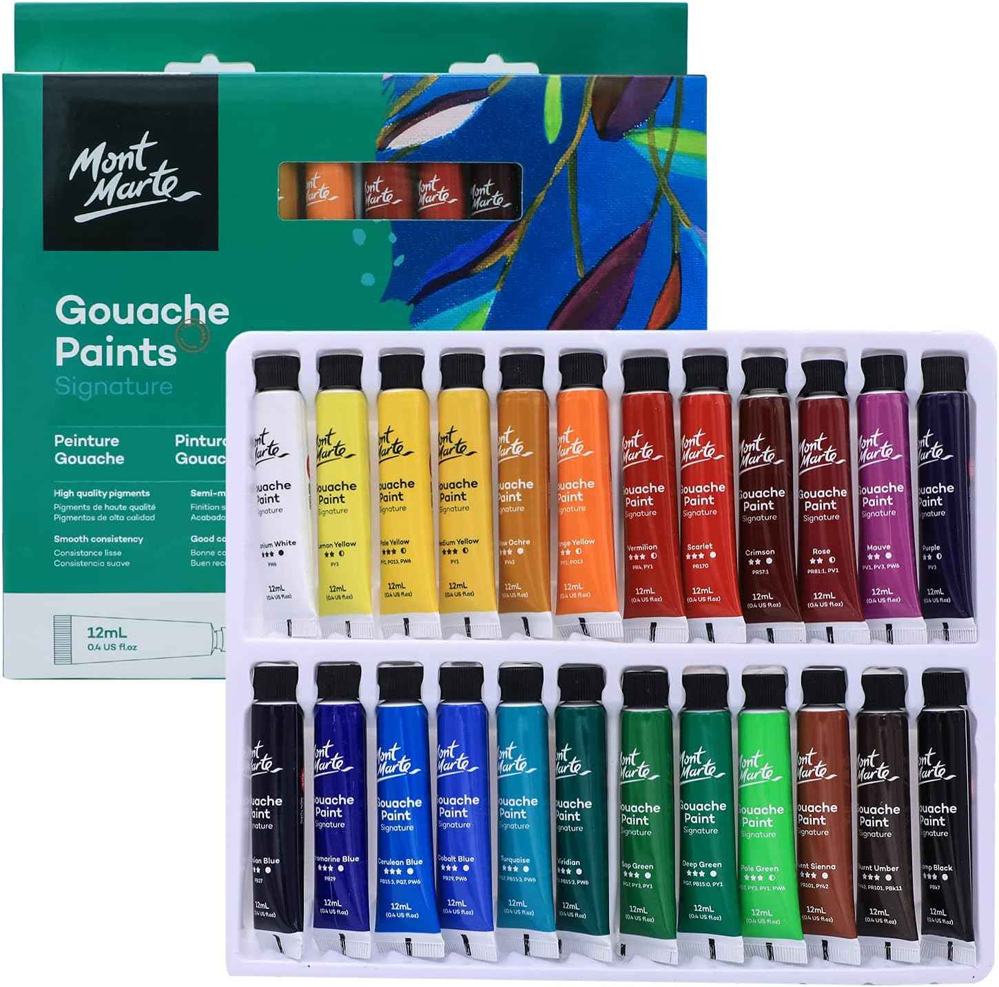 MONT MARTE Signature Gouache Paint,24 Colors 12ml Tube - TTpen