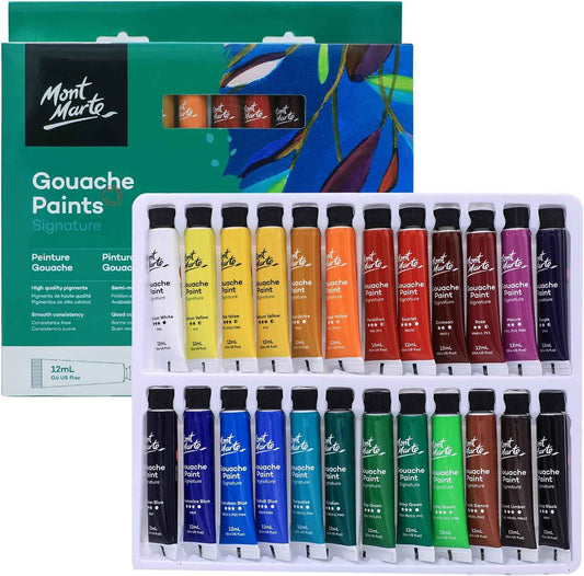 MONT MARTE Signature Gouache Paint,24 Colors 12ml Tube - TTpen