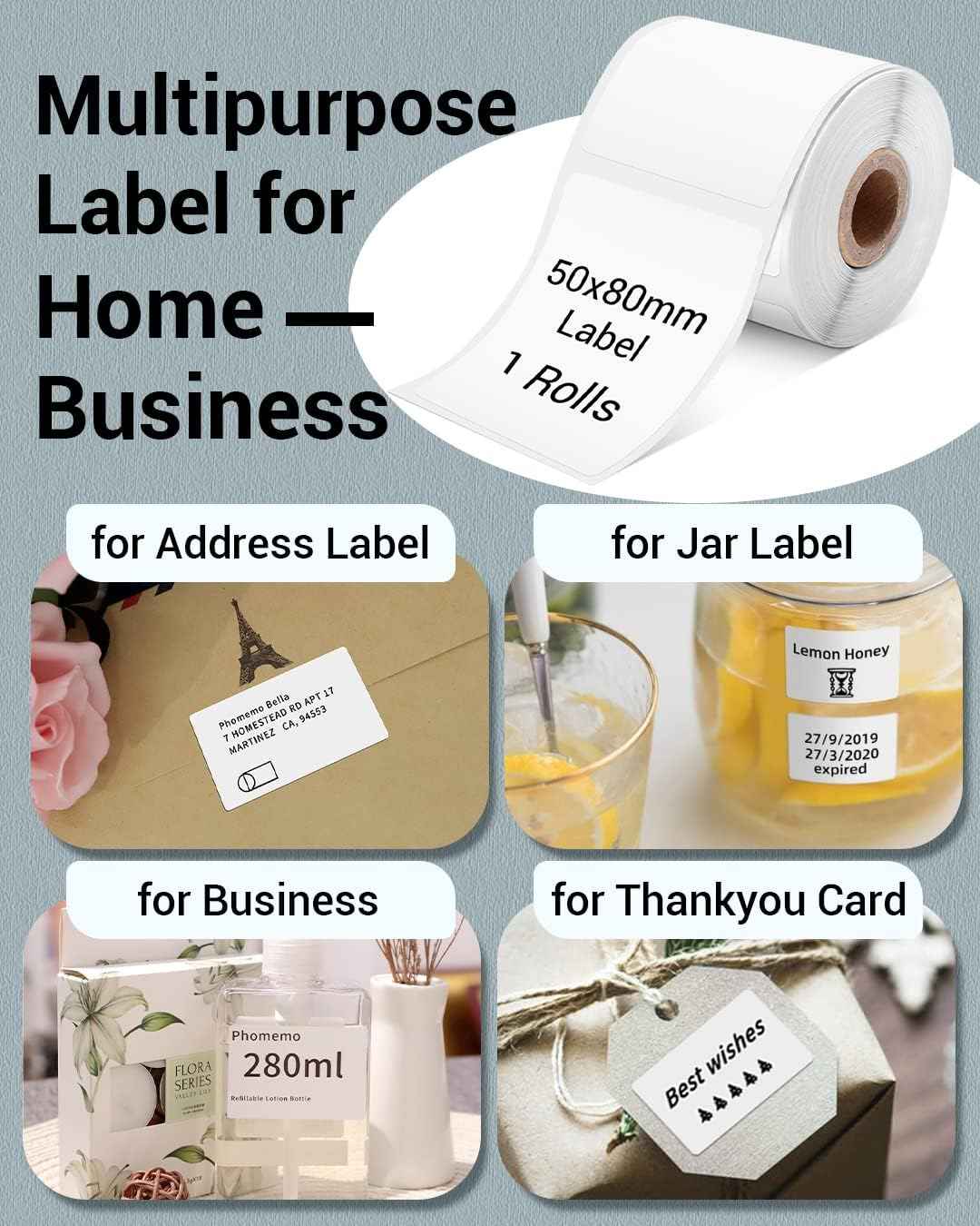 Phomemo Thermal Labels for M110/M221/M220/M120/M200,50x80mm - TTpen