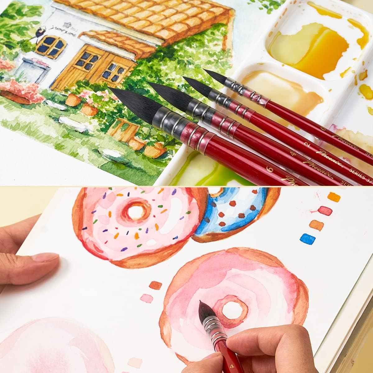 4PCS Watercolor Synthetic Squirrel Hair Paint Brushes Kit - TTpen