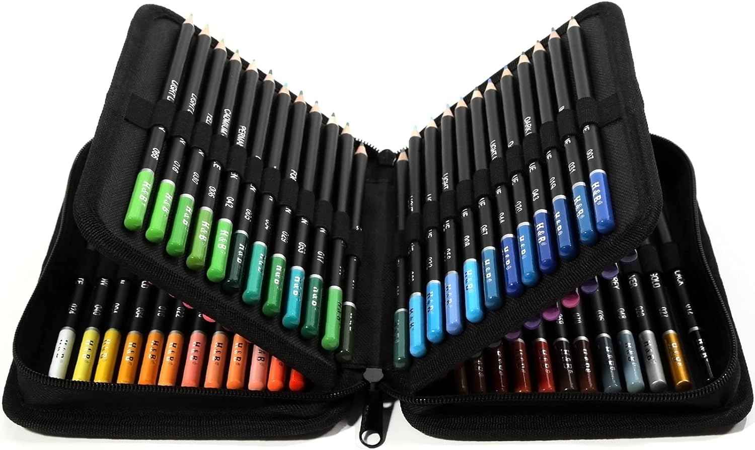 H&B 72 Colored Pencils Kit Oil Based with Zipper Storage Case - TTpen