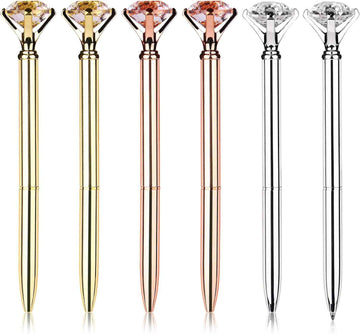 6Pcs Ballpoint Pens Metal Diamond Journaling Gift Pens,Black Ink - TTpen