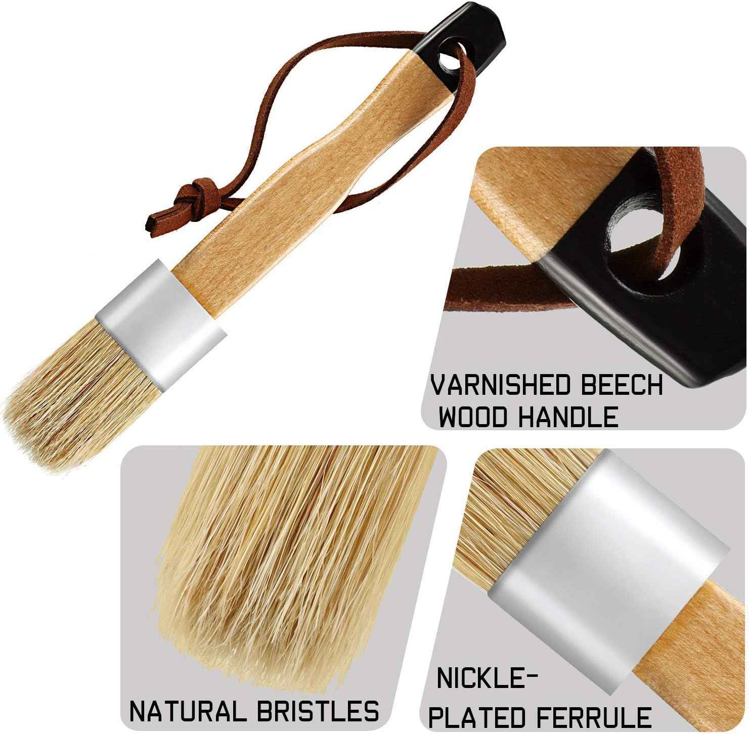 3 Pieces Chalk and Wax Paint Brushes for Acrylic Painting Wood Furniture - TTpen