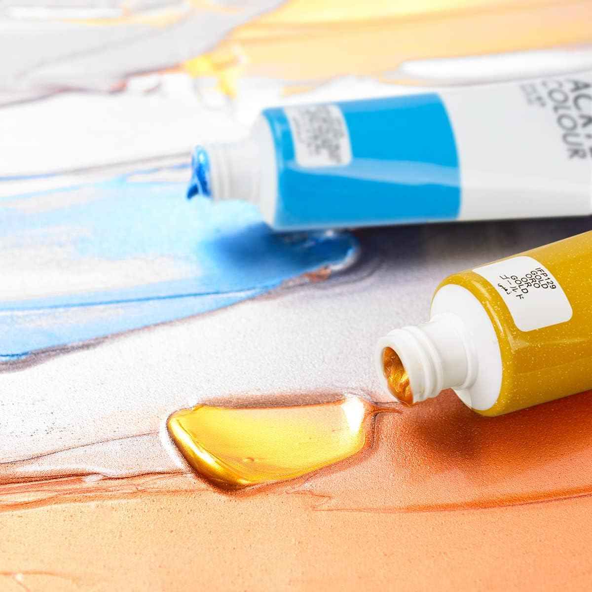 6 Acrylic Paint Art Supplies Set,75 ml Tubes,Metallic Color - TTpen