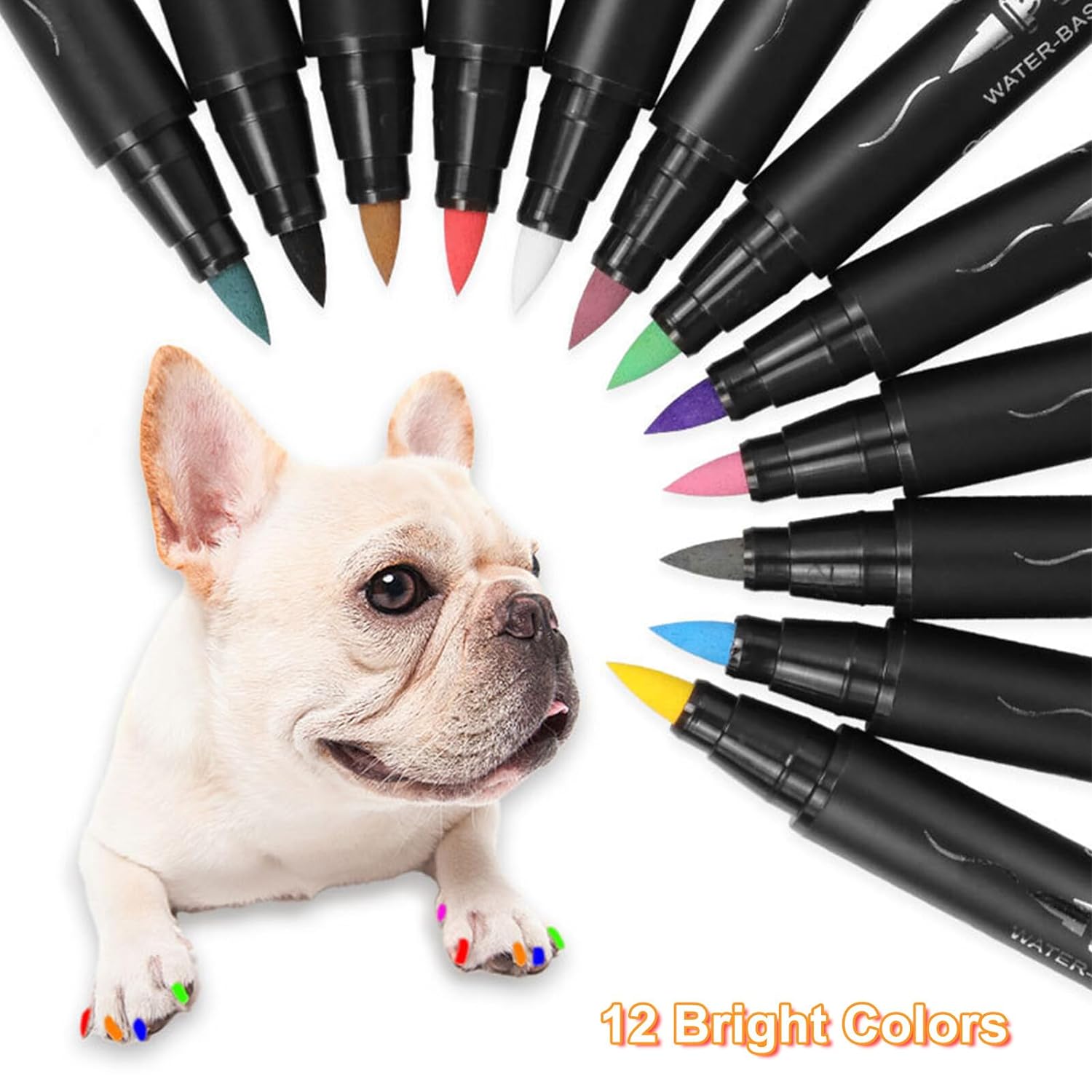 12 Colors Pet Nail Polish Marker Pens