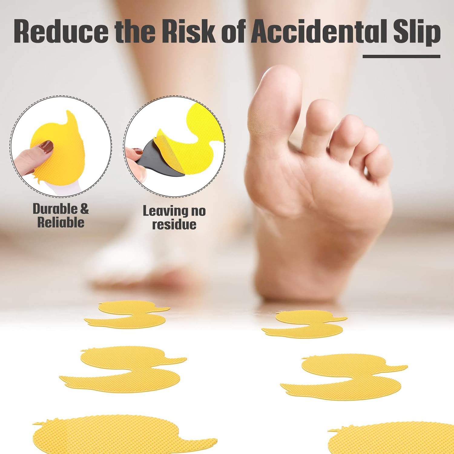 24Pcs Bathtub Non Slip Stickers Yellow Duck for Kids Safety with Scraper