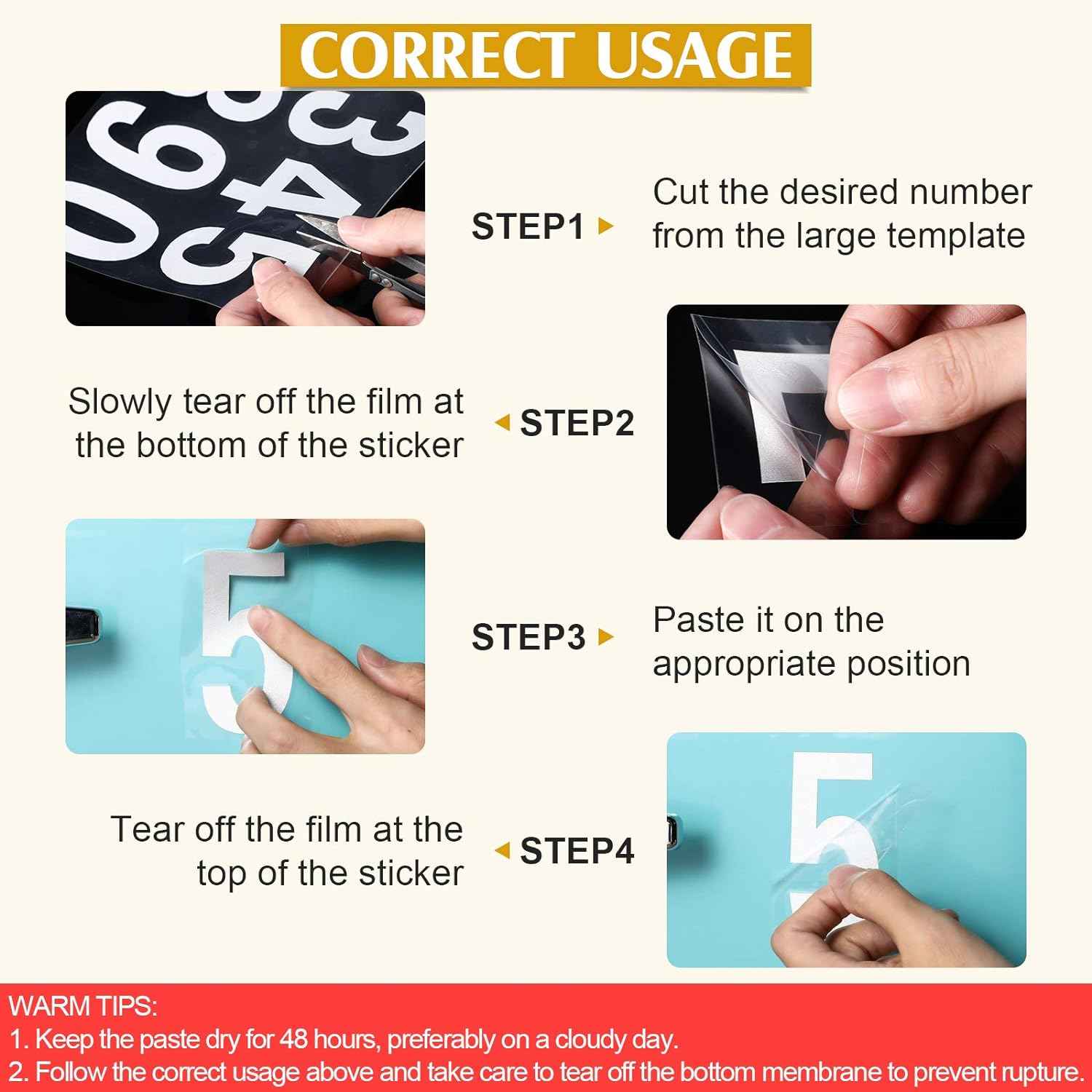 40pcs Mailbox Number 0-9 Sticker Decal Adhesive Silver 3 Inch - TTpen