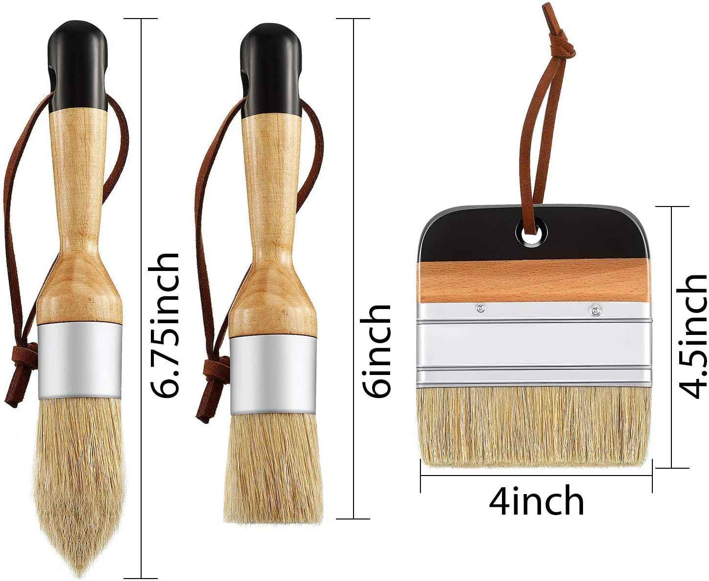 3 Pieces Chalk and Wax Paint Brushes for Acrylic Painting Wood Furniture - TTpen