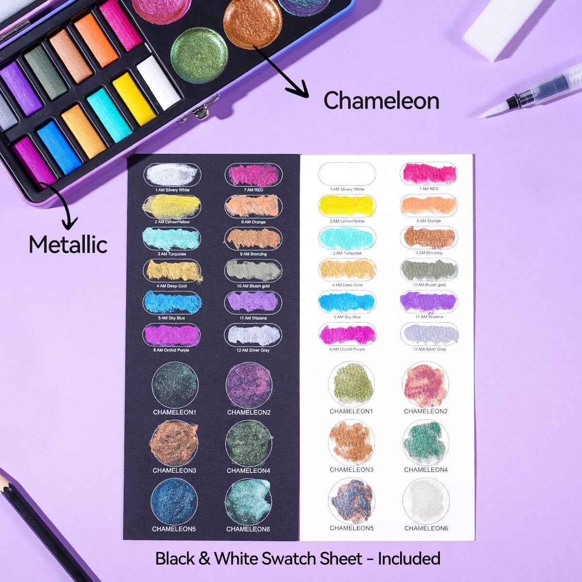 18 Color Metallic Watercolor Paint Set - TTpen