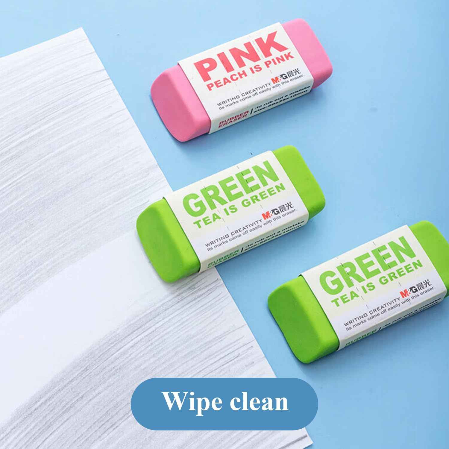 M&G Large Pencil Erasers,8 Assort Colors - TTpen