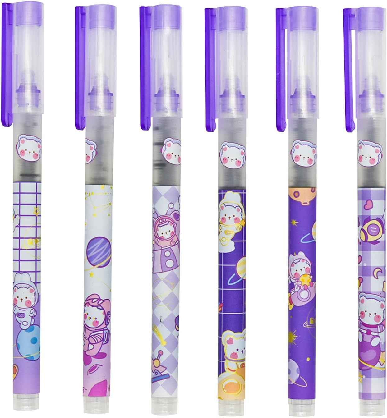 12PCS Astronaut Bear Spaceman Liquid Quick Dry Ink Rollerball Pens - TTpen