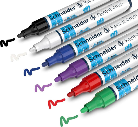 Schneider Paint-It 320 Acrylic Marker Set 4mm 6 Color Pack