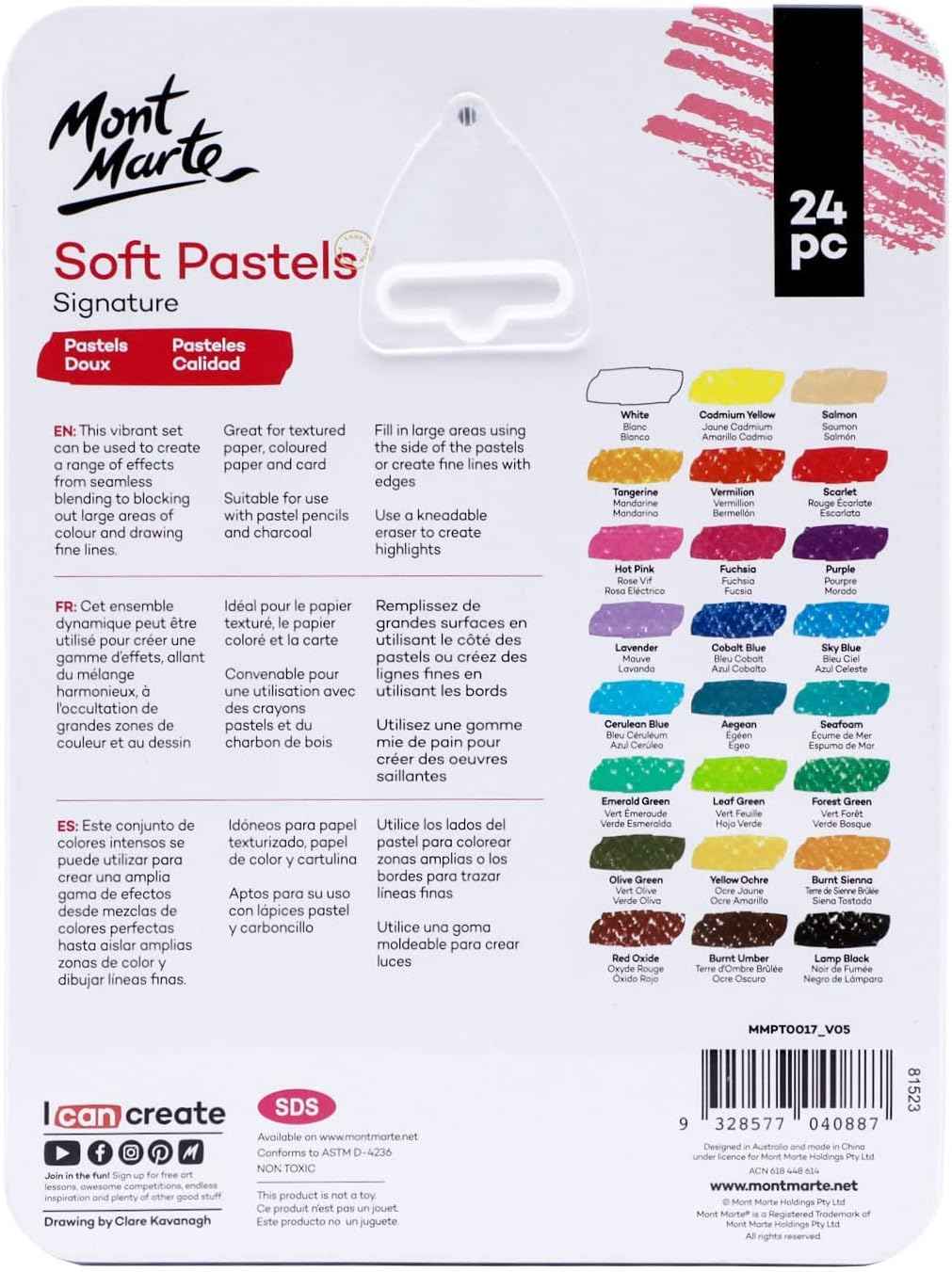 Mont Marte Soft Pastels in Tin Box Signature 24 Colours - TTpen
