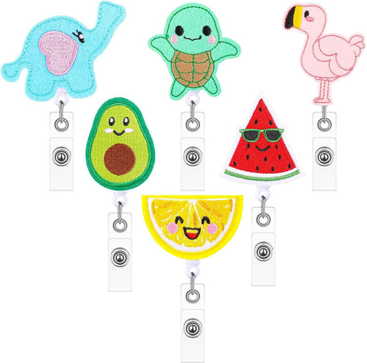 6Pcs Felt Badge Reel Holder for Nurse Doctor Teacher(Fruit and Animal) - TTpen
