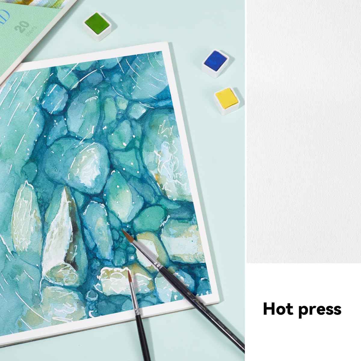 POTENTATE Watercolor Paper Block,100% Cotton,20 Sheets - TTpen