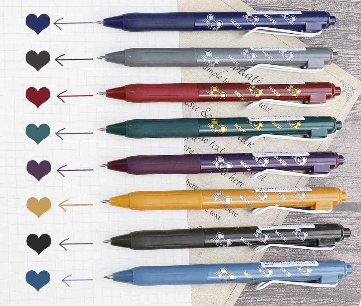COLNK Colored Gel Pens with Retro Ink Retractable,0.5mm,8 Pack - TTpen
