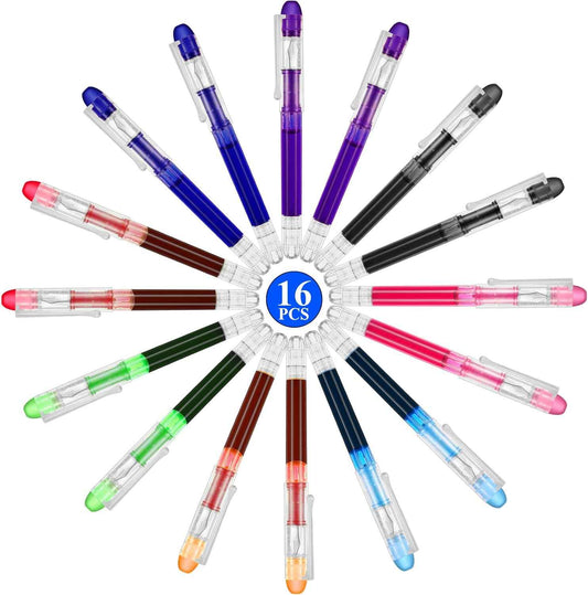 16 Pieces Colored Ink Disposable Fountain Pens Extra Fine Point Nib - TTpen