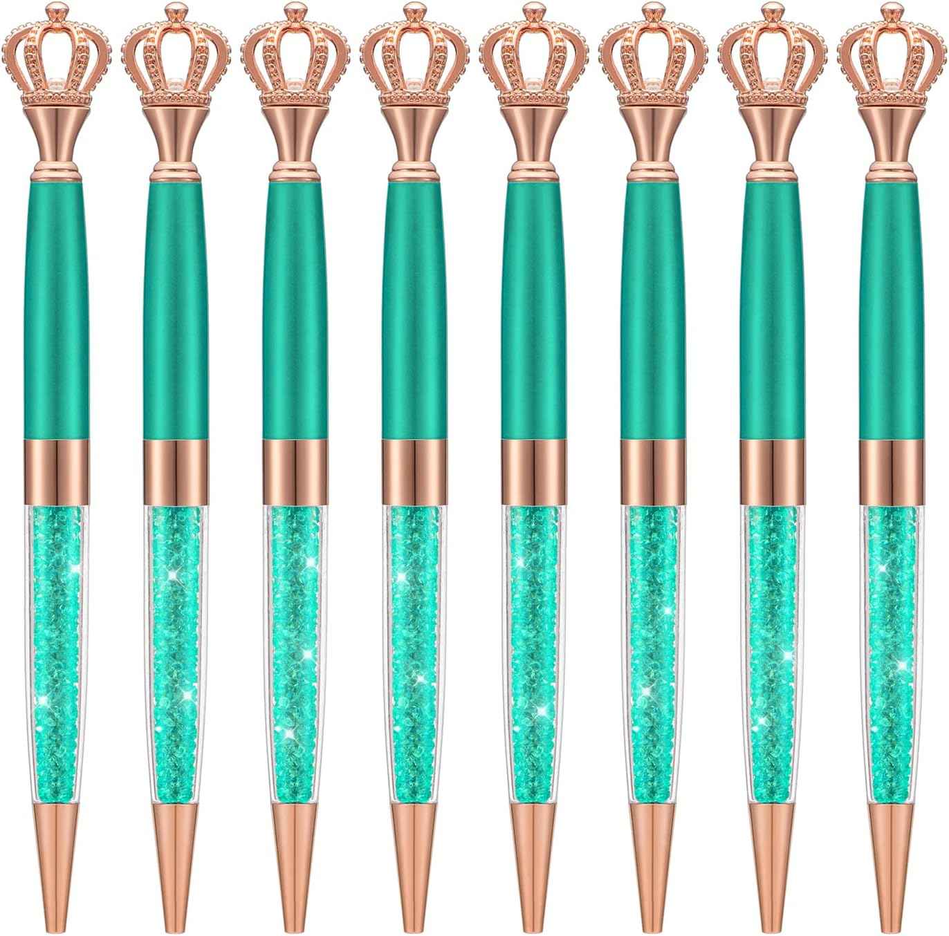 8 Pieces Crystal Crown Ballpoint Pen Set for Women Kid Girl - TTpen