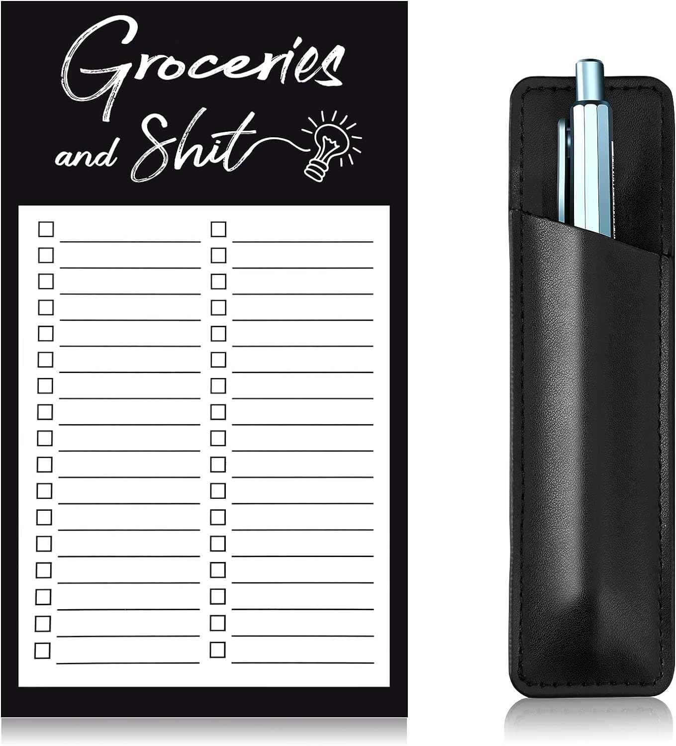 Grocery List Memo Magnet Refrigerator Notepad with 1 Piece Pen Holder - TTpen